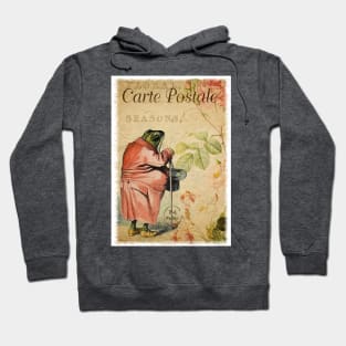 A Frog He Would A-Wooing Go - Vintage French Postcard Hoodie